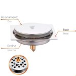 Ralo Inteligente Click Quadrado Em Aço Inox – 10×10 cm
